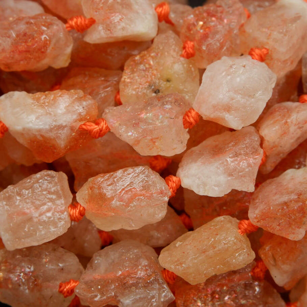 Raw Rough Sunstone Nugget Shape Beads On A String.