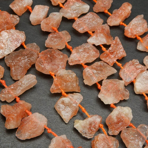 Orange Raw Finish Top Drill Teardrop Beads For Jewelry Making. Focal Pieces.
