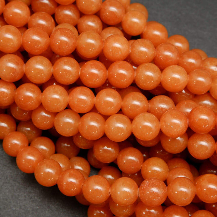 Polished Orange Red Aventurine Beads