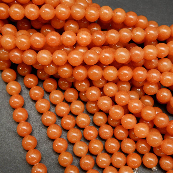 Polished Orange Red Aventurine Beads