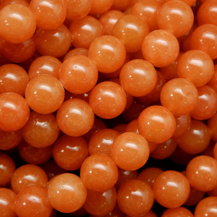 Polished Orange Red Aventurine Beads