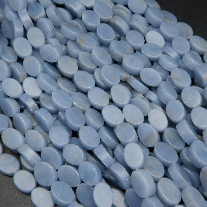 Oval Shape Angelite Beads.