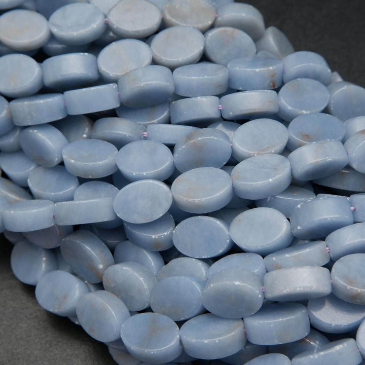 Oval Shape Angelite Beads.