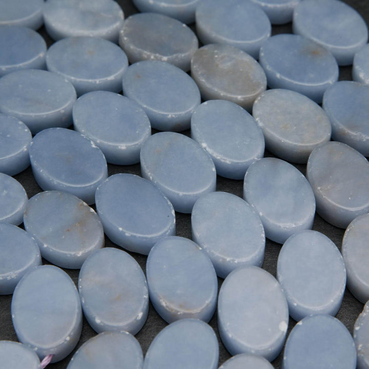 Oval Shape Angelite Beads.
