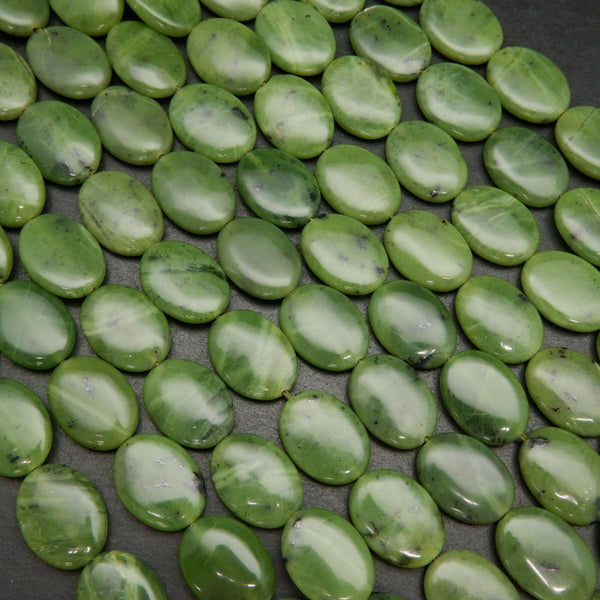 Green Jade Oval Beads.