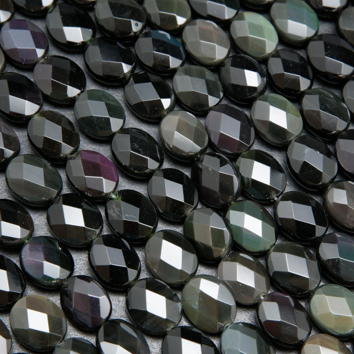 Oval Rainbow Obsidian Beads.