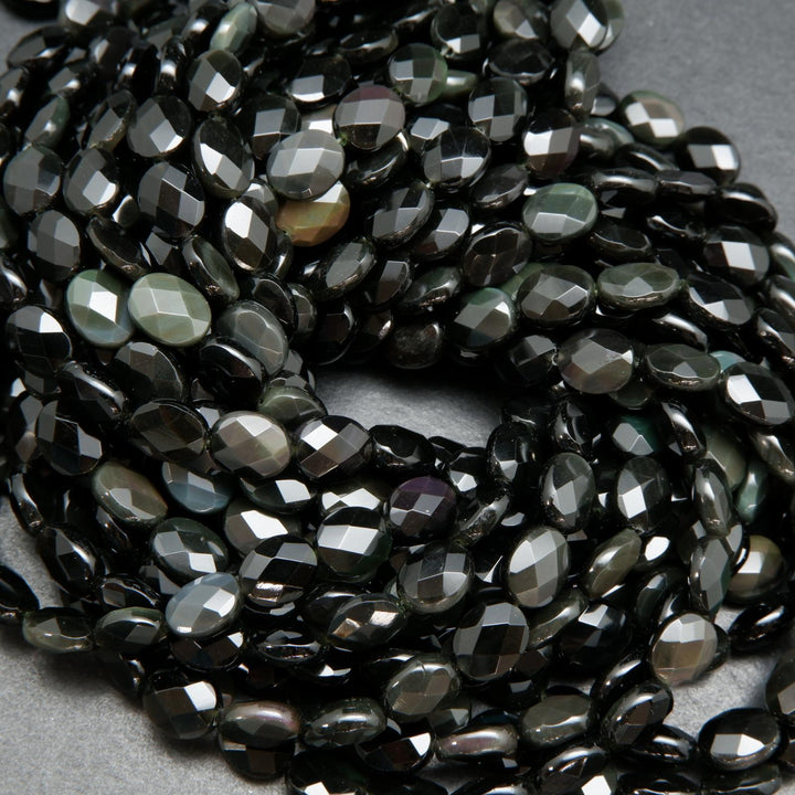 Oval Rainbow Obsidian Beads.