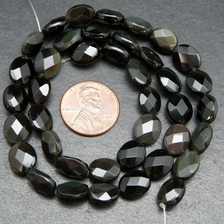 Oval Rainbow Obsidian Beads.