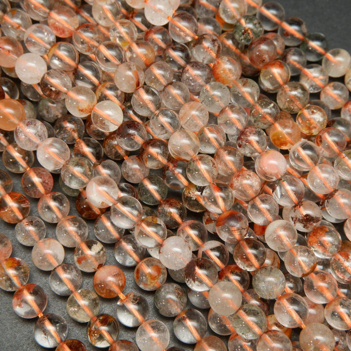 Brick red color phantom quartz beads.
