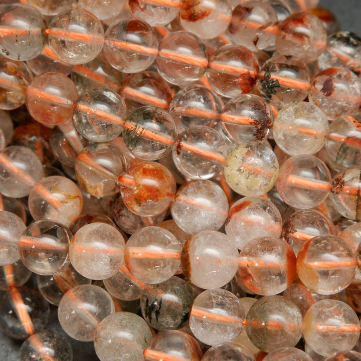 Brick red color phantom quartz beads.