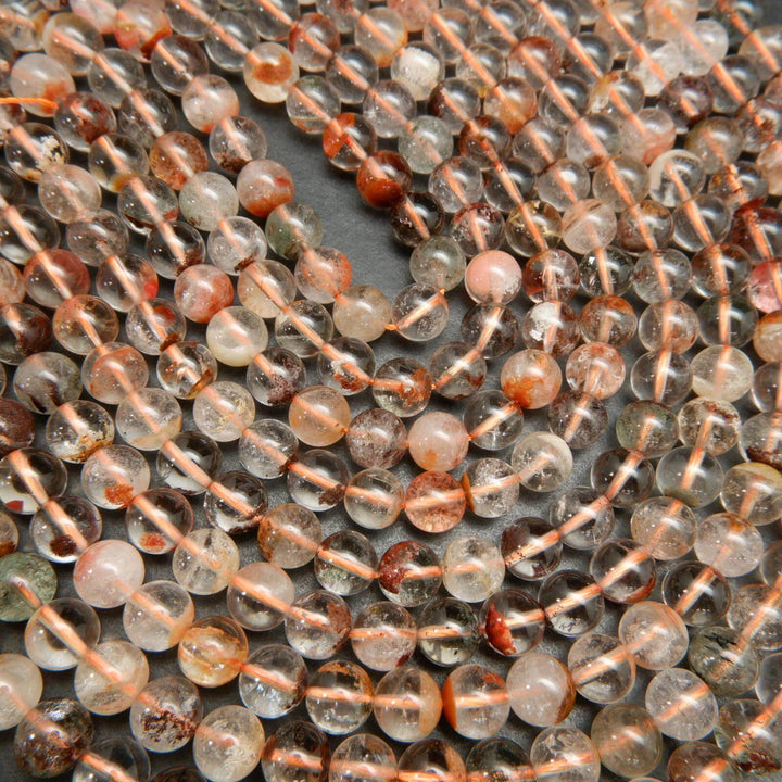 Brick red color phantom quartz beads.