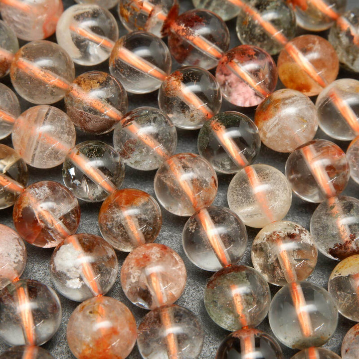 Brick red color phantom quartz beads.