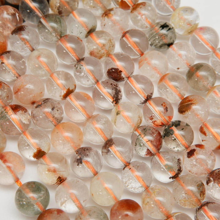Brick red color phantom quartz beads.