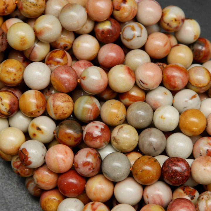 Pink polychrome jasper beads.