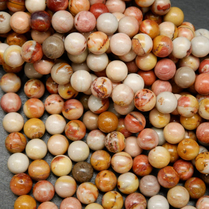 Pink polychrome jasper beads.