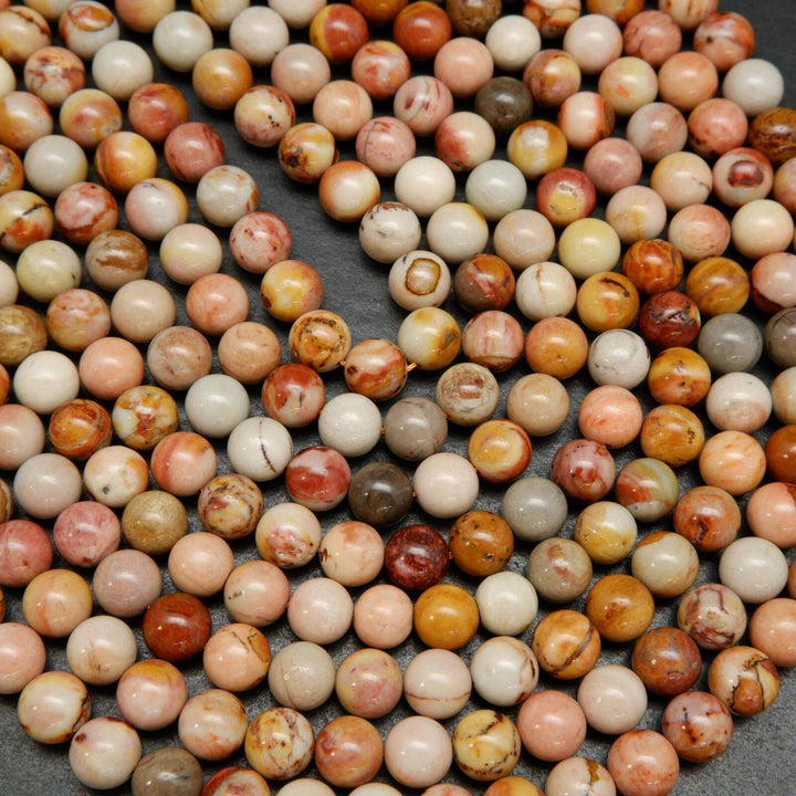 Pink polychrome jasper beads.