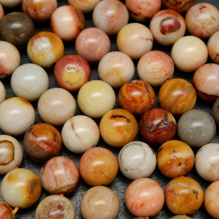 Pink polychrome jasper beads.