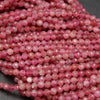 Faceted pink tourmaline beads.