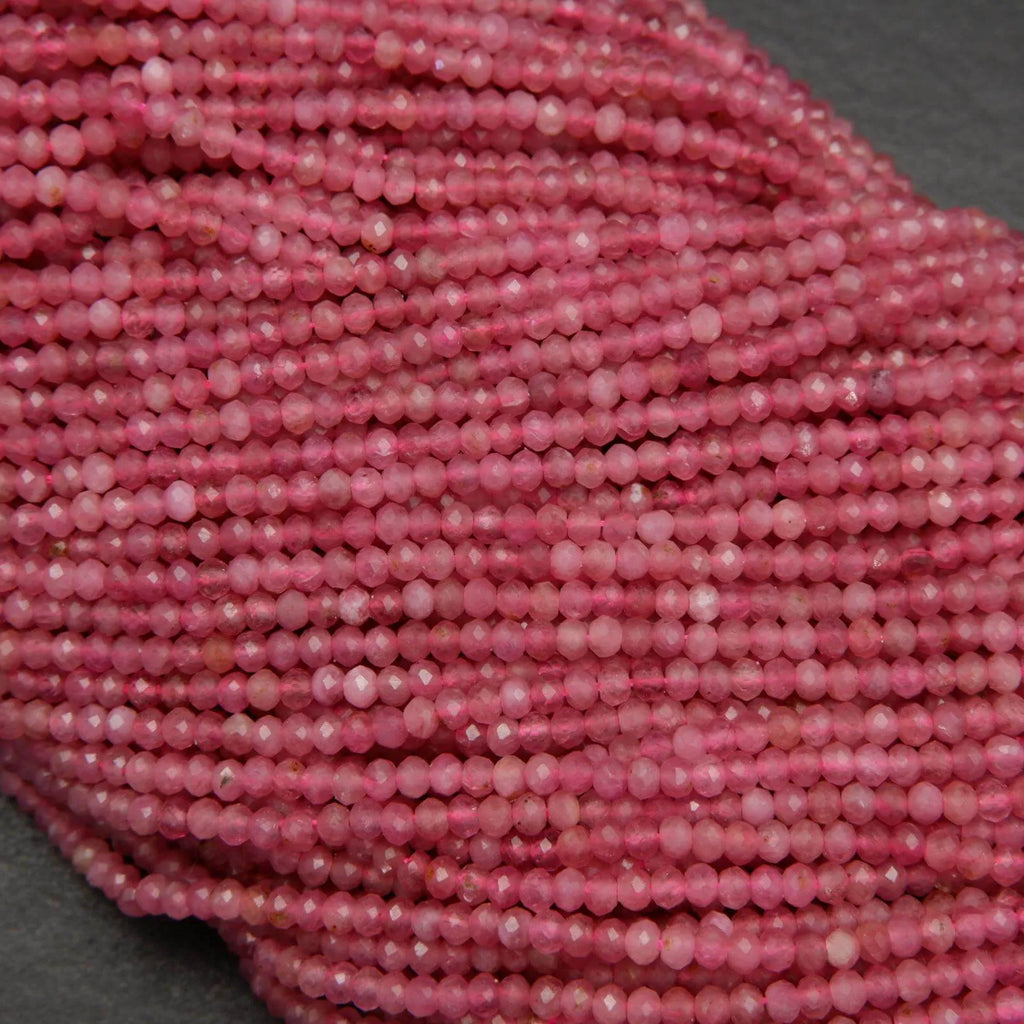 Rondelle Pink Tourmaline Beads.