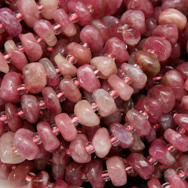 Pink Freeform Disk Chip Beads