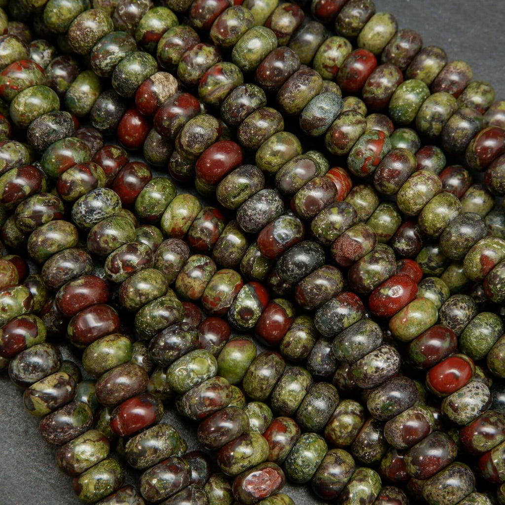 Dragon's Bloodstone Rondelle Beads.