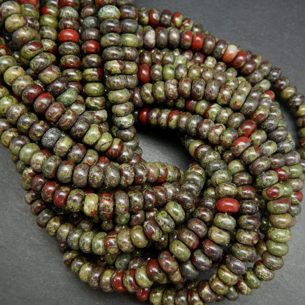 Dragon's Bloodstone Jasper Rondelle Beads.