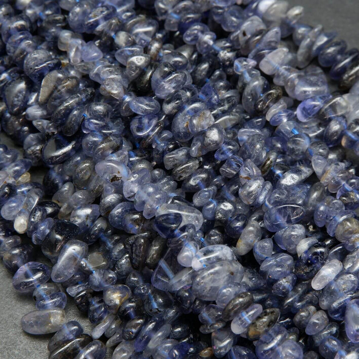 Smooth and Polished Iolite Chip Beads. Loose Beads For Jewelry Making.