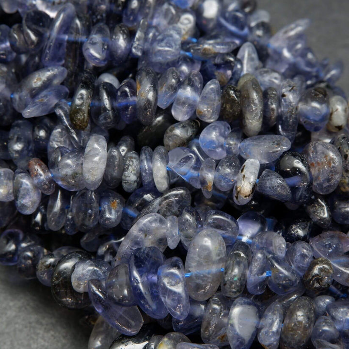 Smooth and Polished Iolite Chip Beads. Loose Beads For Jewelry Making.