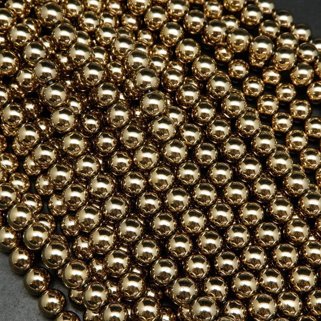 Light Gold Hematite (alt) · Smooth · Round · 4mm, 6mm, 8mm, Bead, Tejas Beads