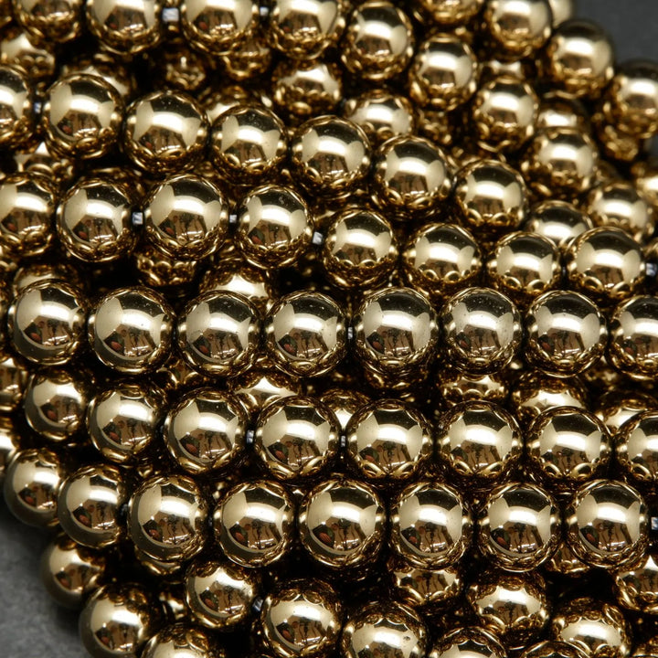 Light Gold Hematite (alt) · Smooth · Round · 4mm, 6mm, 8mm, Bead, Tejas Beads