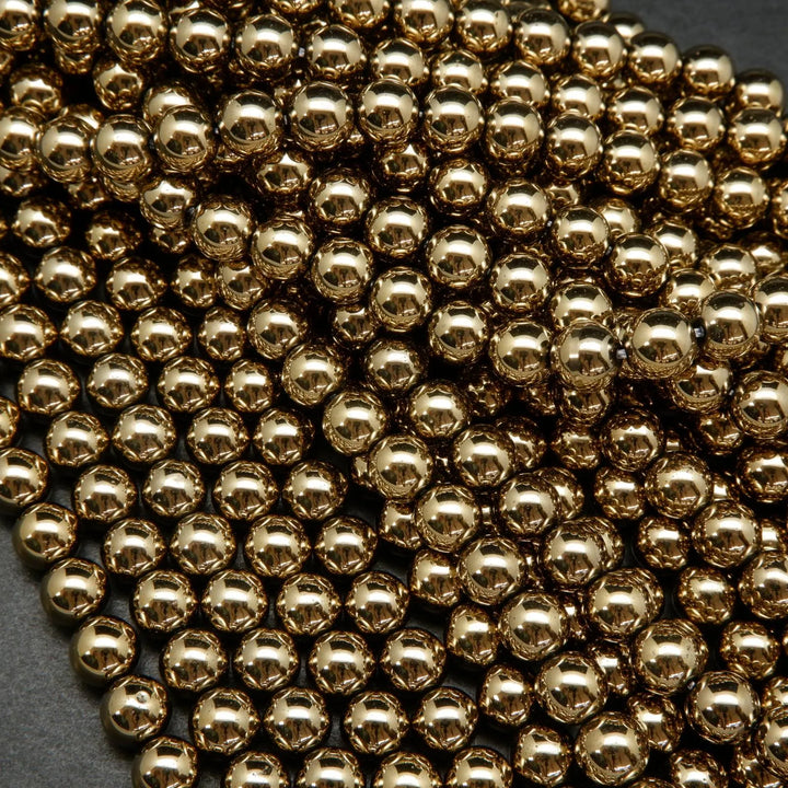 Light Gold Hematite (alt) · Smooth · Round · 4mm, 6mm, 8mm, Bead, Tejas Beads