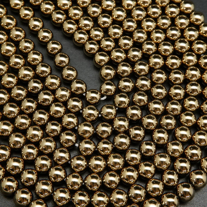 Light Gold Hematite (alt) · Smooth · Round · 4mm, 6mm, 8mm, Bead, Tejas Beads