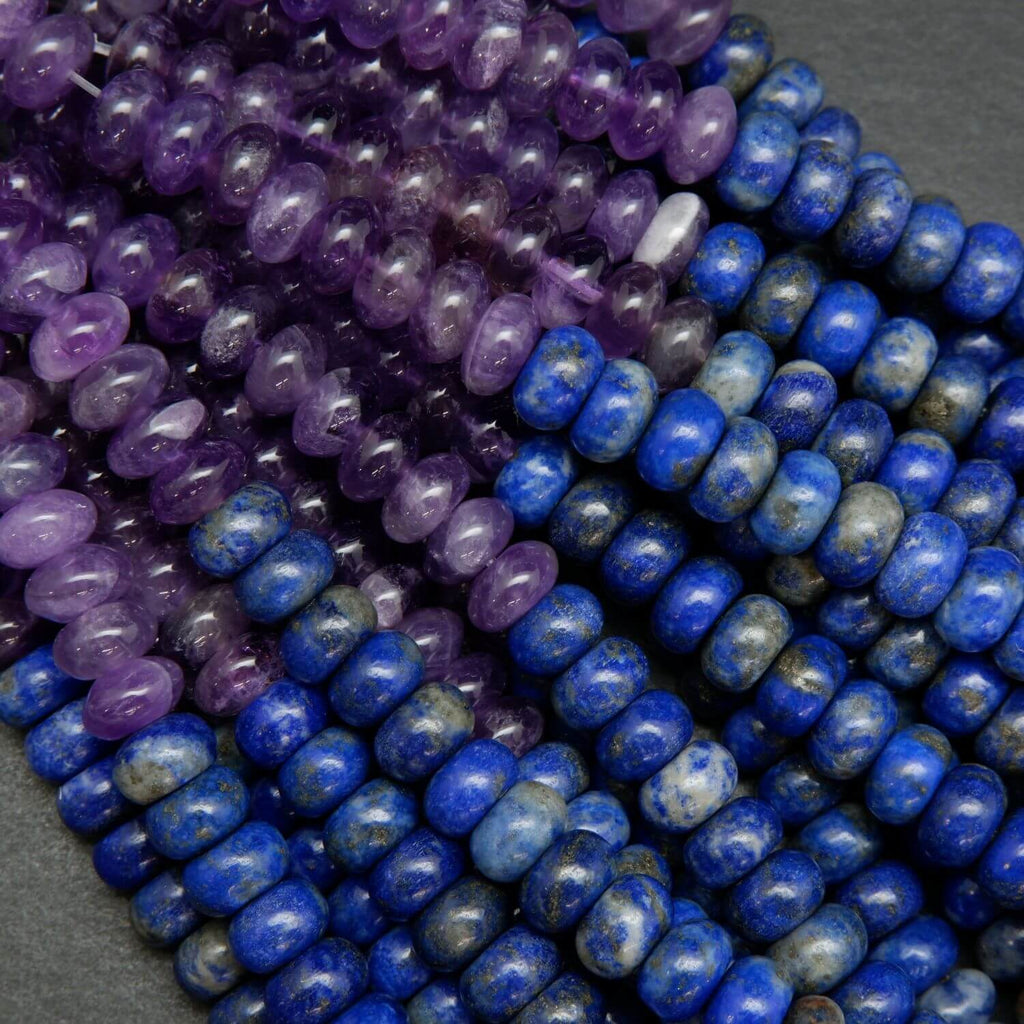 Purple, Blue, Green, Brown, Yellow, and Red Seven Chakra Rondelle Loose Beads.