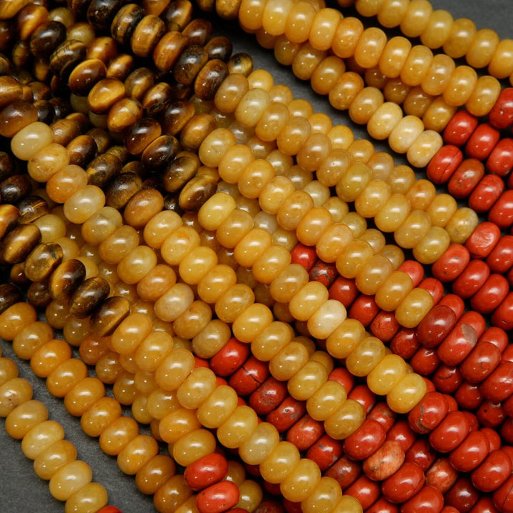 Purple, Blue, Green, Brown, Yellow, and Red Seven Chakra Rondelle Loose Beads.