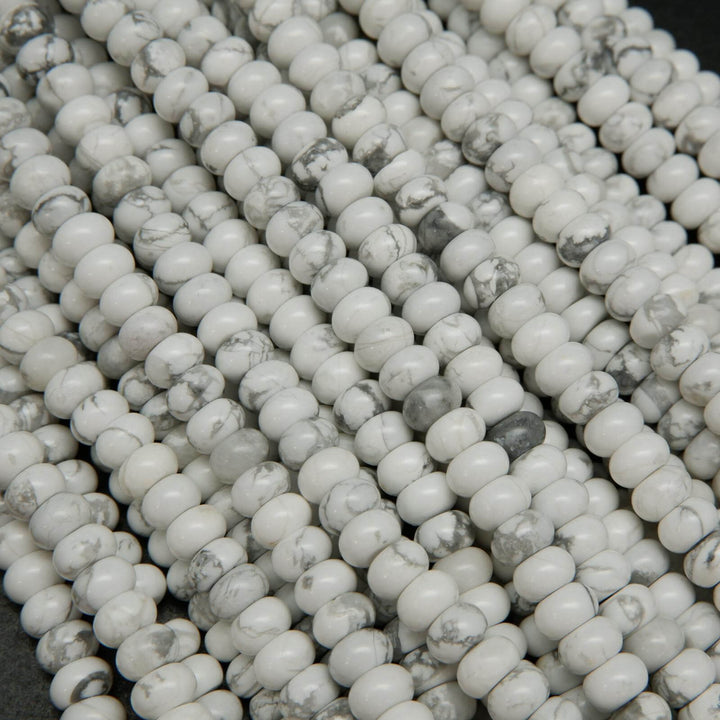 White howlite polished rondelle beads.