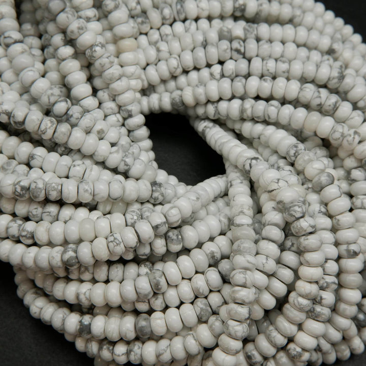 White howlite polished rondelle beads.