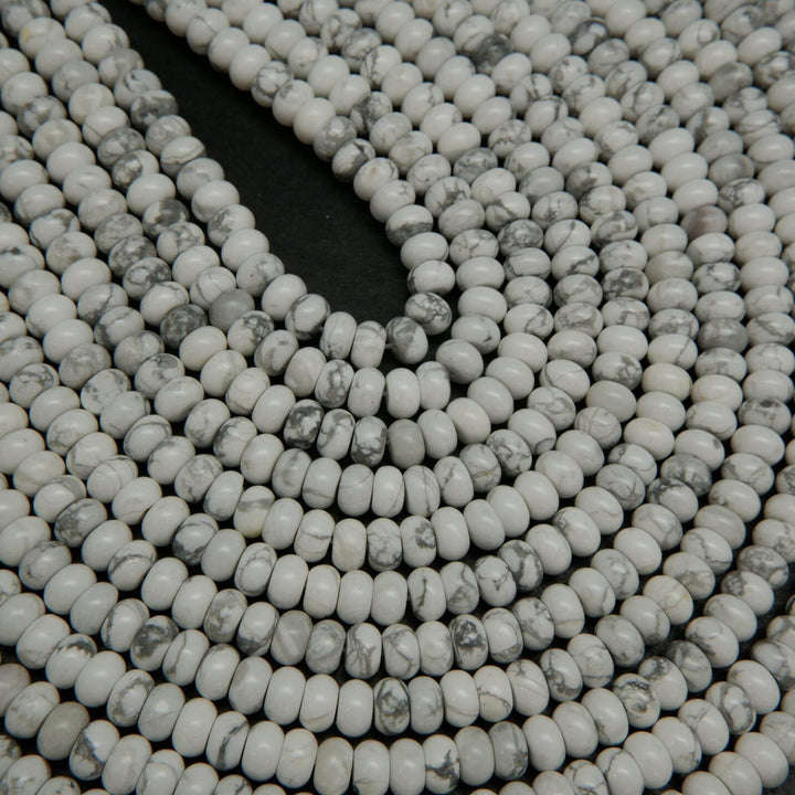 White howlite polished rondelle beads.