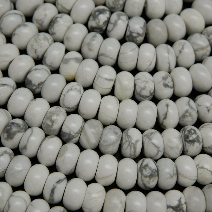 White howlite rondelle beads.
