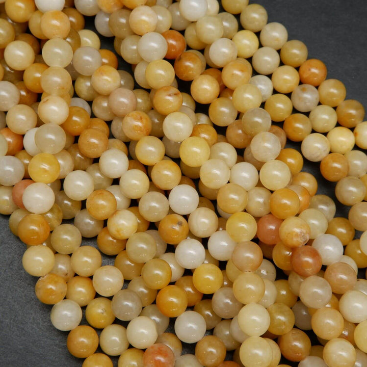 Yellow Jade Loose Beads for Handmade Jewelry.