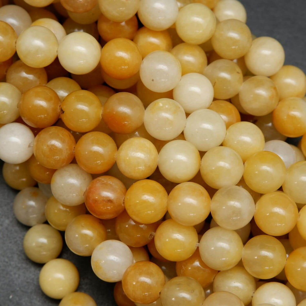 Yellow Jade Loose Beads for Handmade Jewelry.