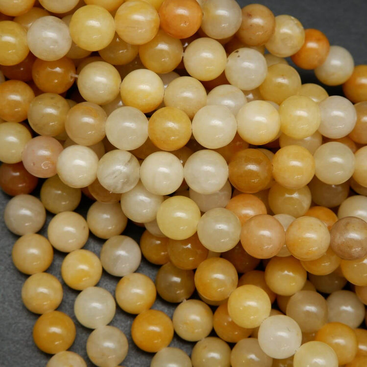 Yellow Jade Loose Beads for Handmade Jewelry.