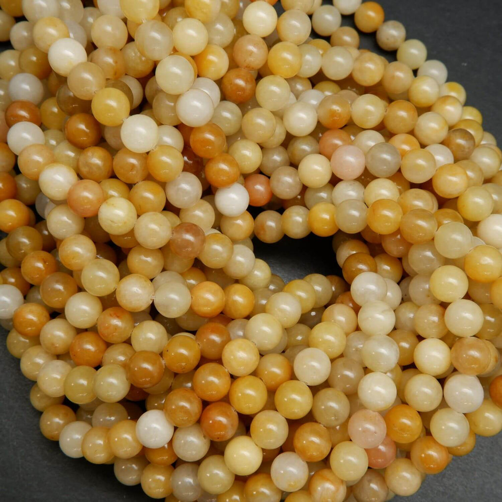 Yellow Jade Loose Beads for Handmade Jewelry.