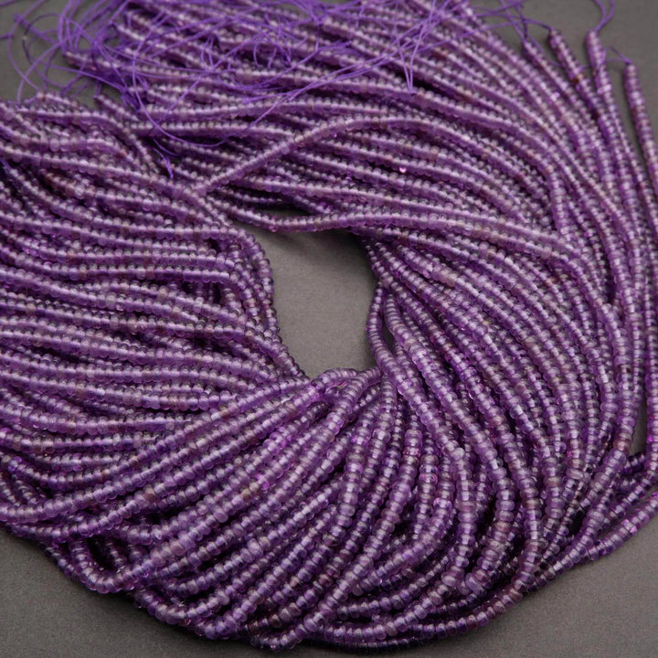 Amethyst · Smooth · Rondelle · 2x4mm, Tejas Beads, Beads