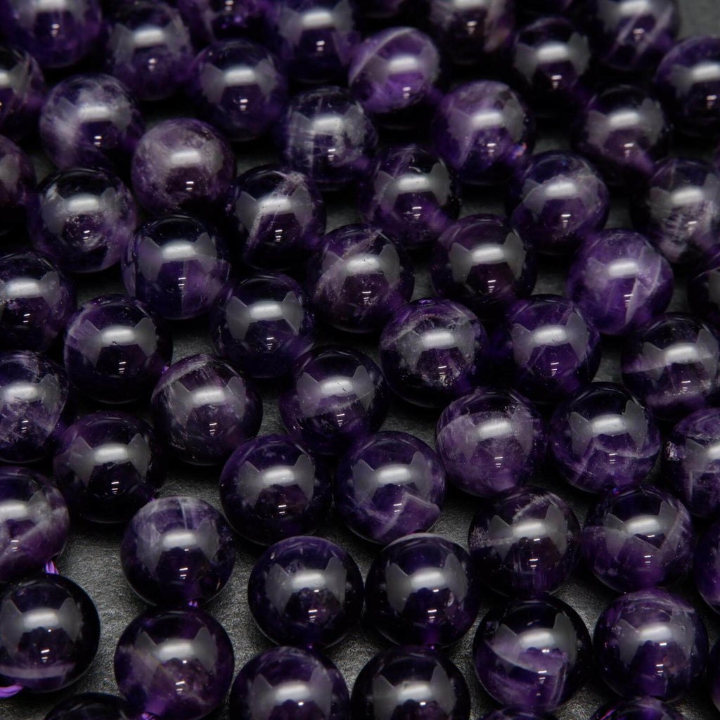 Deep Purple Chevron Amethyst · Smooth · Round · 8mm, Bead, Tejas Beads