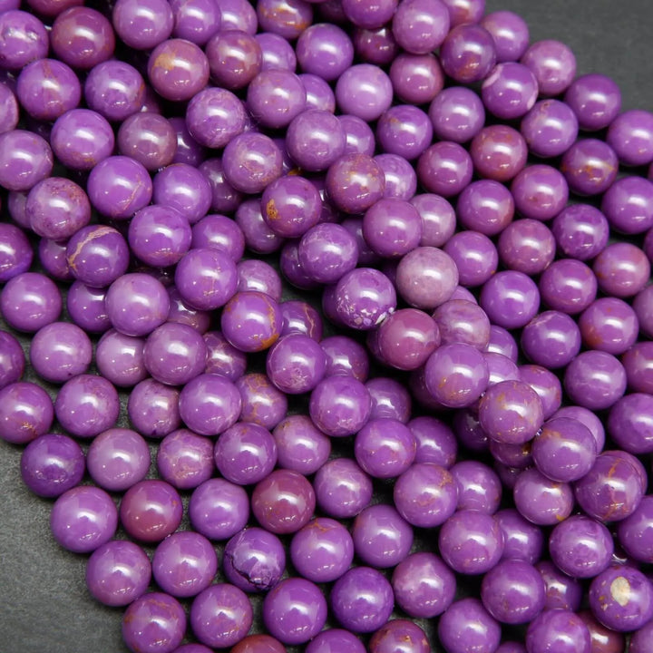 Purple Polished Round Phosphosiderite Beads