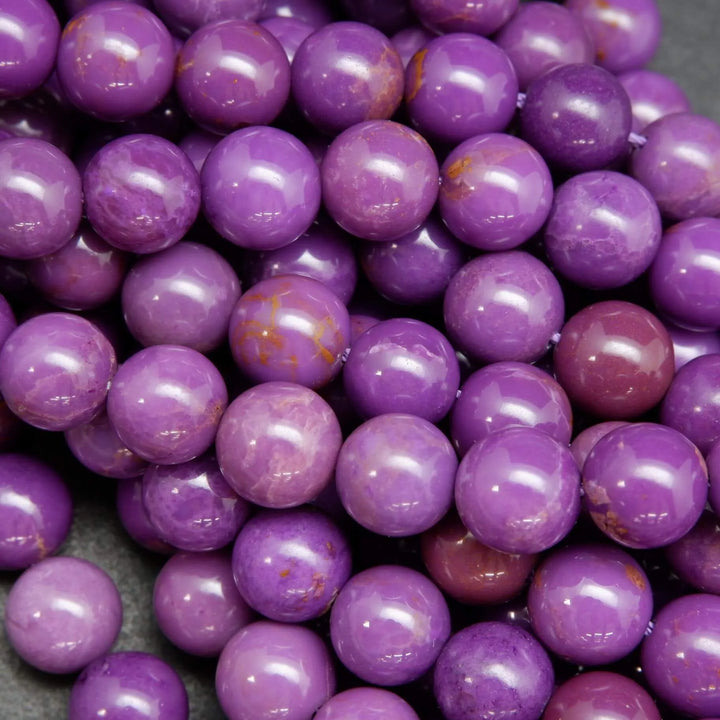 Purple Polished Round Phosphosiderite Beads