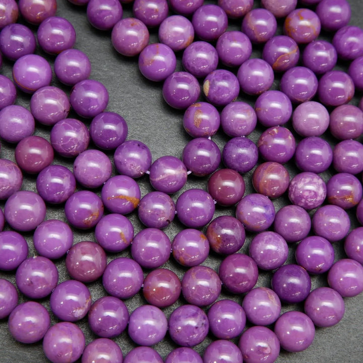 Purple Polished Round Phosphosiderite Beads