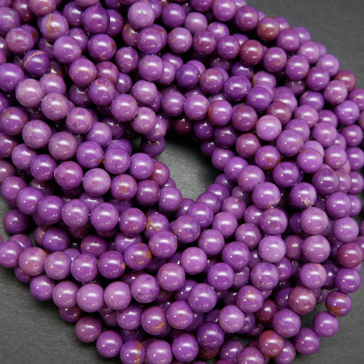 Purple Polished Round Phosphosiderite Beads