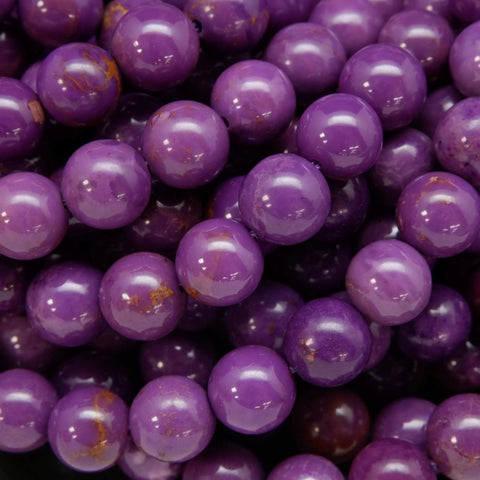 Purple Polished Round Phosphosiderite Beads
