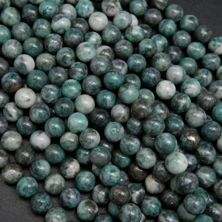 Pyrite in jade beads.